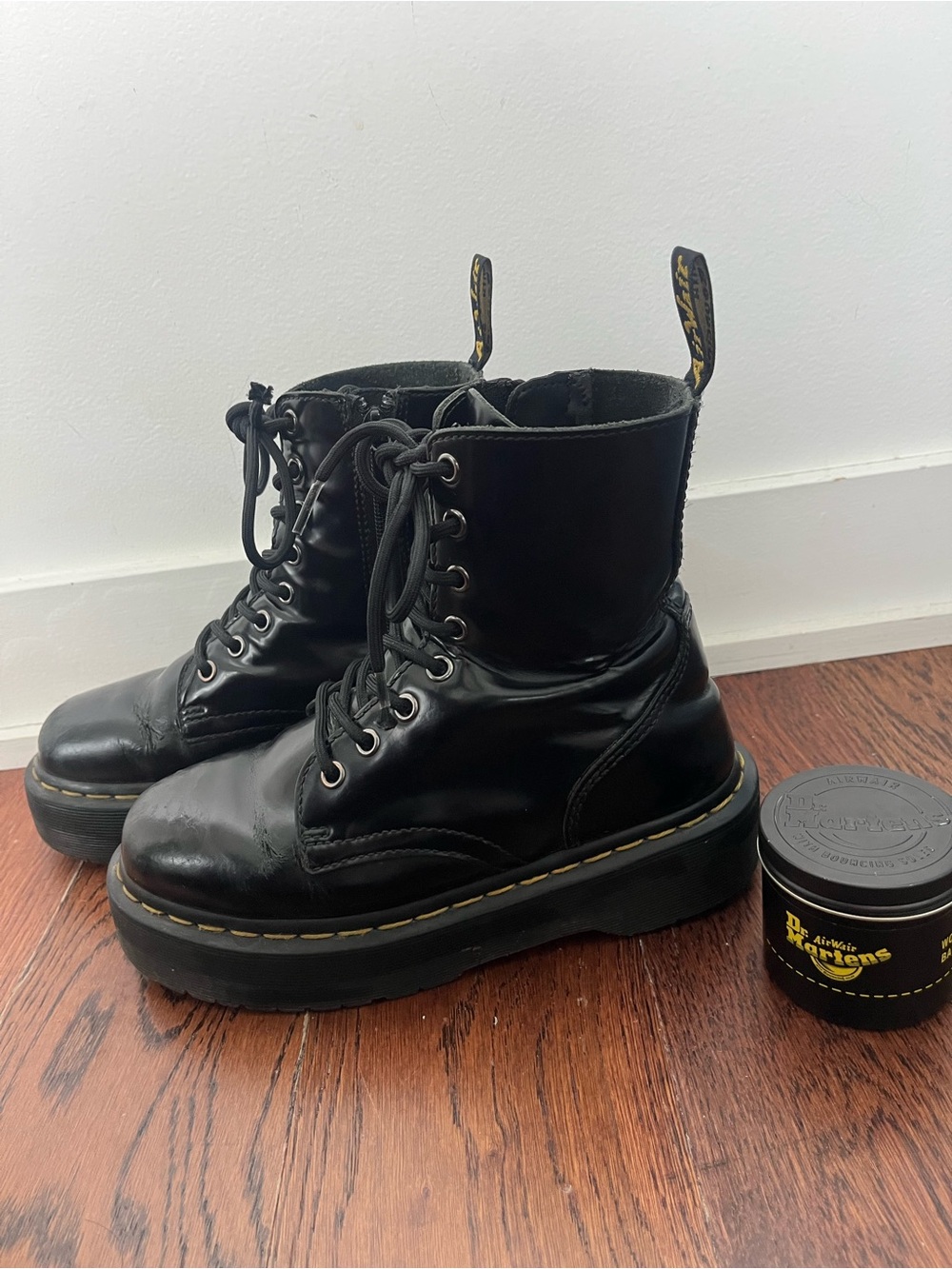 Dr. Martens Jadon Platform Boots Black Leather Women’s US 6 EU 37